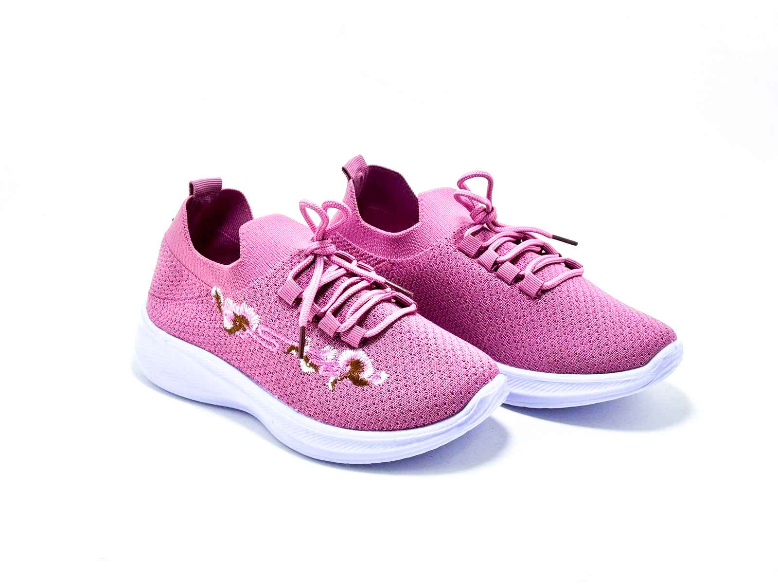 L153 China Ladies Floral Lace-Up Knit Sneaker – Pink | Purple | Maroon – D Fashion Footwear