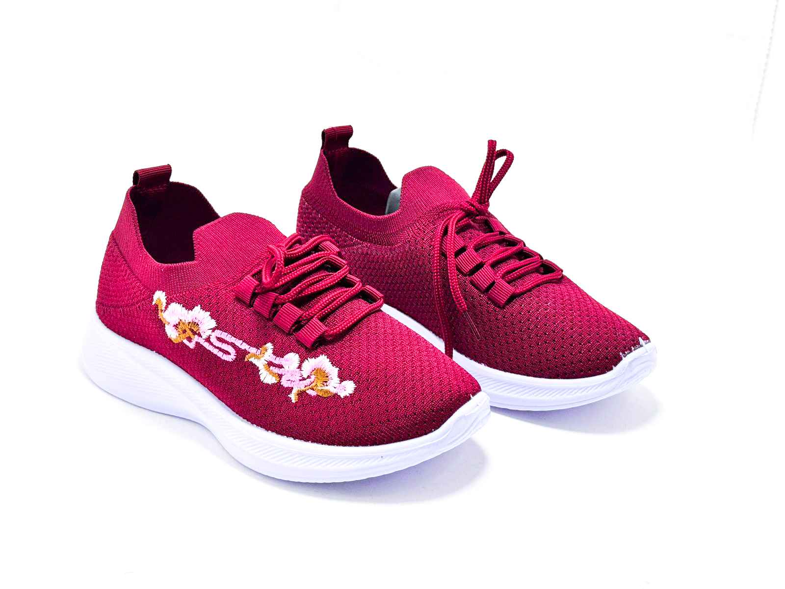 L153 China Ladies Floral Lace-Up Knit Sneaker – Pink | Purple | Maroon – D Fashion Footwear
