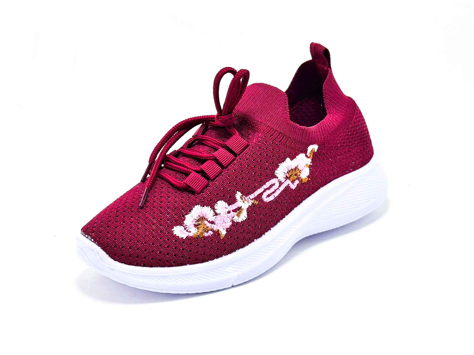 L153 China Ladies Floral Lace-Up Knit Sneaker – Pink | Purple | Maroon – D Fashion Footwear