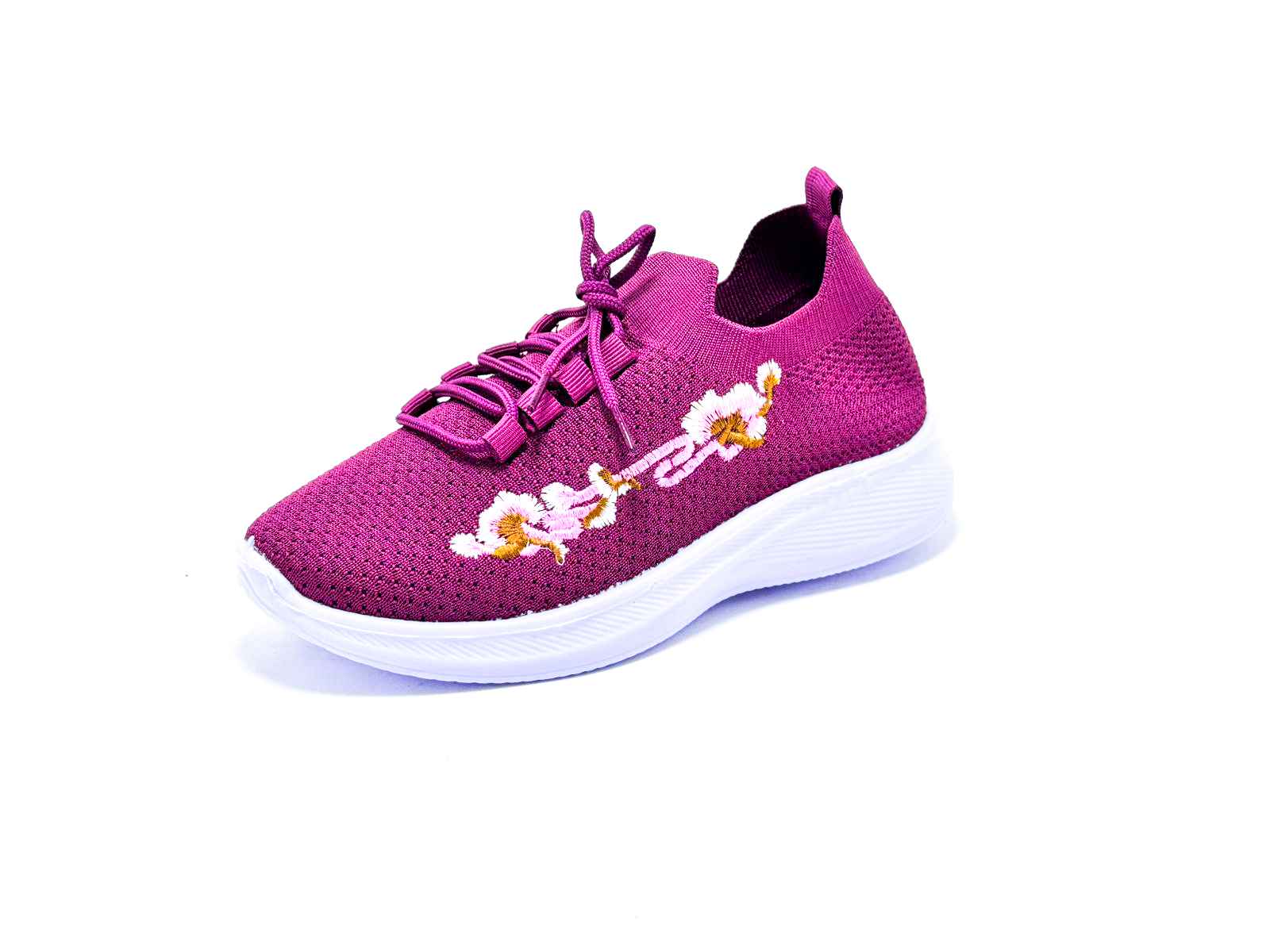 L153 China Ladies Floral Lace-Up Knit Sneaker – Pink | Purple | Maroon – D Fashion Footwear