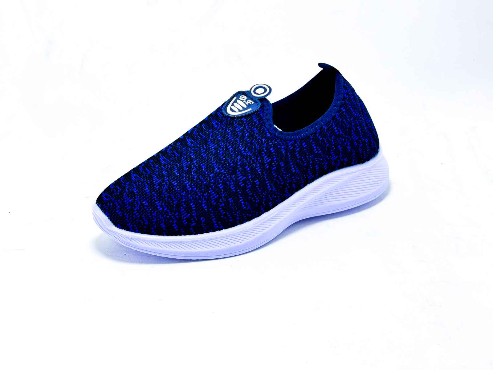 L159 China Ladies Lightweight Slip-On Knit Sneaker – Blue & Black Mix | D Fashion Footwear