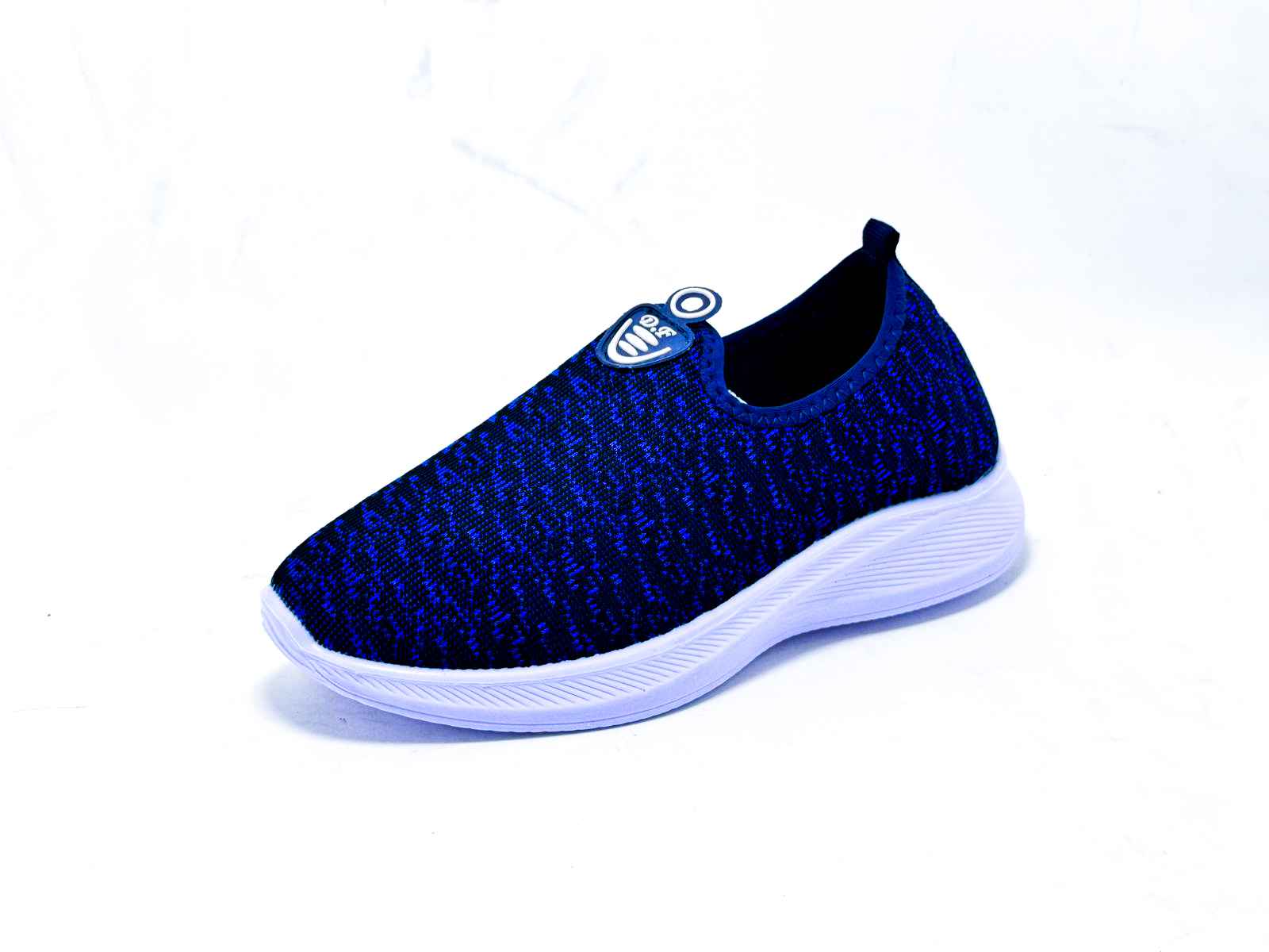 L159 China Ladies Lightweight Slip-On Knit Sneaker – Blue & Black Mix | D Fashion Footwear
