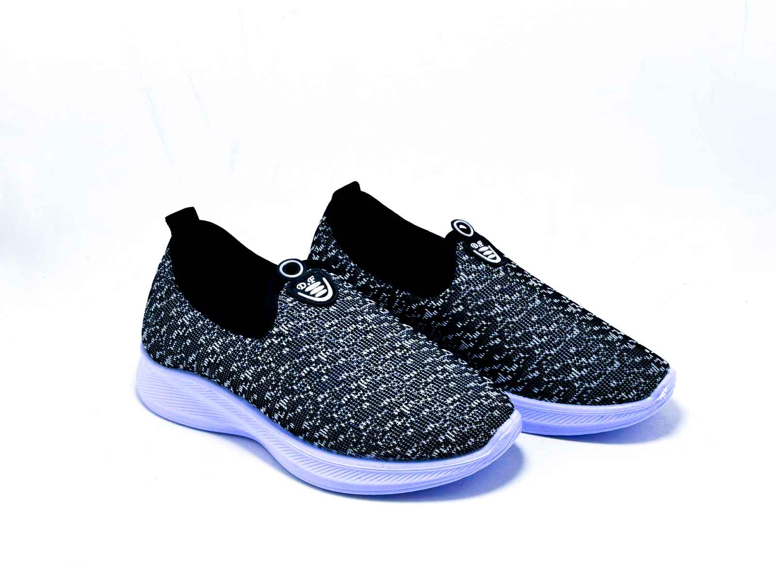 L159 China Ladies Lightweight Slip-On Knit Sneaker – Blue & Black Mix | D Fashion Footwear