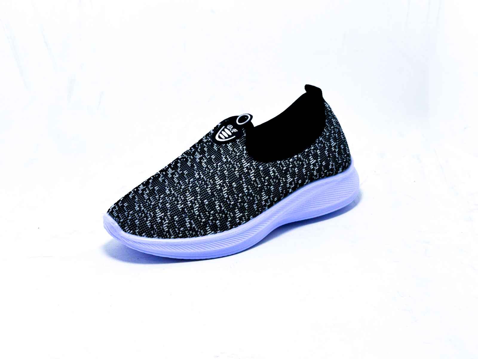 L159 China Ladies Lightweight Slip-On Knit Sneaker – Blue & Black Mix | D Fashion Footwear